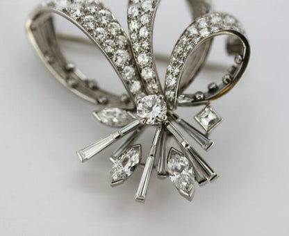 Vintage Cartier 7.67ct Diamond Brooch Pendant in 18ct White Gold