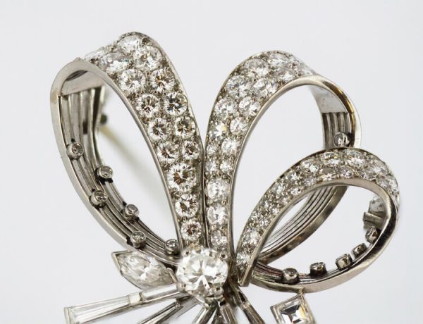 Vintage Cartier 7.67ct Diamond Brooch Pendant in 18ct White Gold