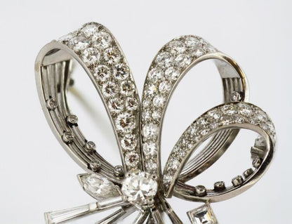 Vintage Cartier 7.67ct Diamond Brooch Pendant in 18ct White Gold