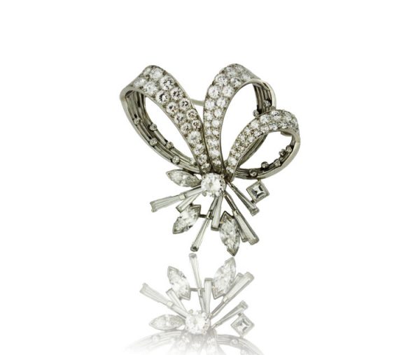 Vintage Cartier 7.67ct Diamond Brooch Pendant in 18ct White Gold