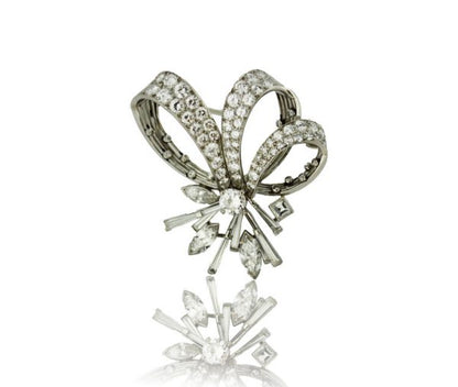 Vintage Cartier 7.67ct Diamond Brooch Pendant in 18ct White Gold