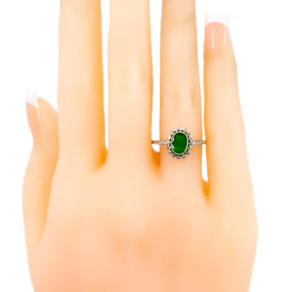Vintage Platinum Emerald and Diamond Cluster Ring, 0.70 Carat