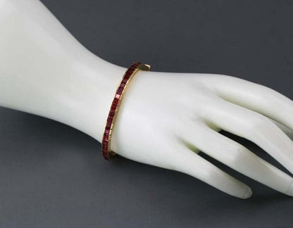 Vintage 8.00ct Burma Ruby Tennis Bracelet, 18ct Yellow Gold
