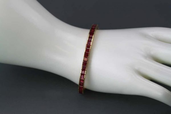 Vintage 8.00ct Burma Ruby Tennis Bracelet, 18ct Yellow Gold