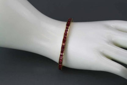 Vintage 8.00ct Burma Ruby Tennis Bracelet, 18ct Yellow Gold