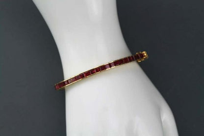 Vintage 8.00ct Burma Ruby Tennis Bracelet, 18ct Yellow Gold