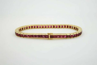 Vintage 8.00ct Burma Ruby Tennis Bracelet, 18ct Yellow Gold
