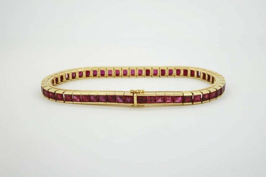 Vintage 8.00ct Burma Ruby Tennis Bracelet, 18ct Yellow Gold