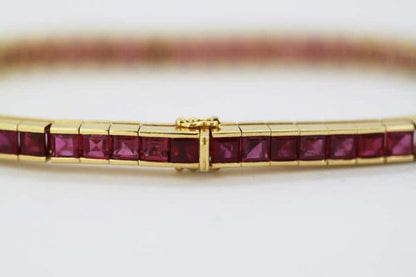 Vintage 8.00ct Burma Ruby Tennis Bracelet, 18ct Yellow Gold