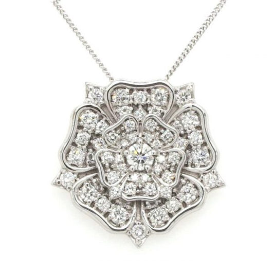 3.30cts Diamond 'Yorkshire Rose' Pendant in 18ct White Gold; A diamond set Yorkshire Rose Pendant, 3.30 carat total, mounted in 18ct white gold