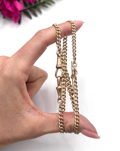 Antique 9 ct Gold Albert Chain: Edwardian Double-Graduated Watch Chain Necklace
