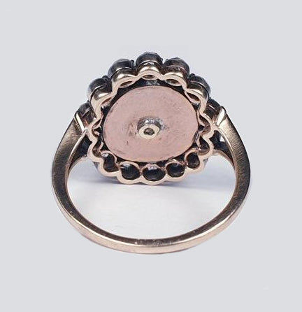 Antique Georgian Old Cut Diamond and Garnet Dress Ring