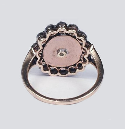 Antique Georgian Old Cut Diamond and Garnet Dress Ring