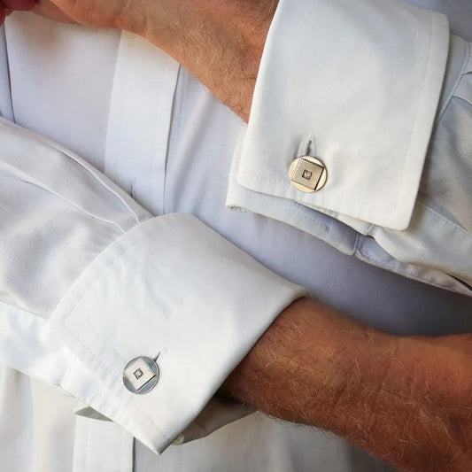 Vintage Boucheron Diamond and Platinum Cufflinks Dress Set