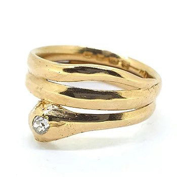 Antique Victorian Diamond and 18ct Gold Snake Ring, Late 19th century Circa 1887