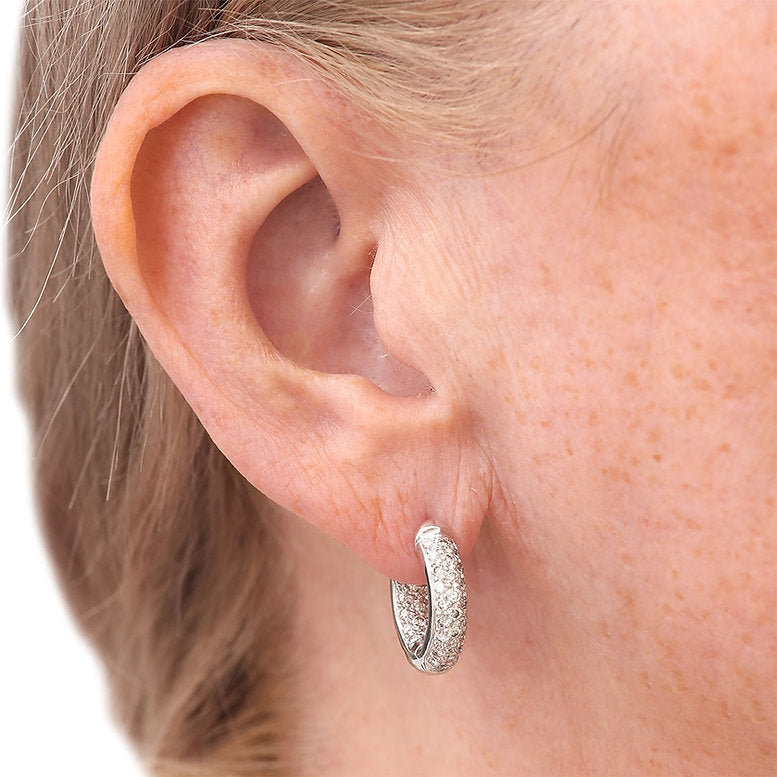 1.3ct Diamond Huggie Hoop Earrings in 18ct White Gold