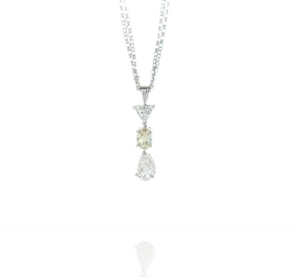 Filk Italian Fancy Yellow and Pear Cut Diamond Drop Necklace, 1.55cts