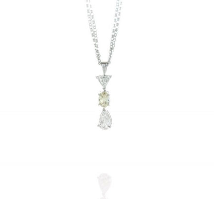 Filk Italian Fancy Yellow and Pear Cut Diamond Drop Necklace, 1.55cts