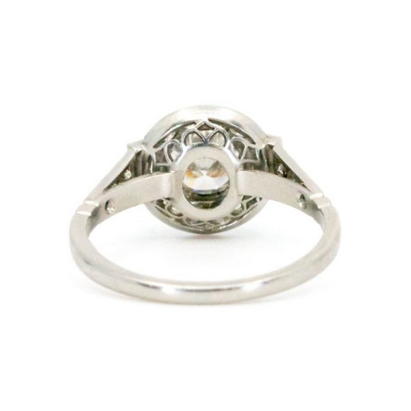 Vintage Art Deco Style Diamond and Platinum Cluster Ring, 1.39 carat total