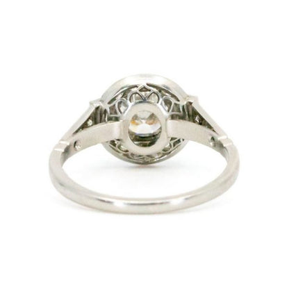 Vintage Art Deco Style Diamond and Platinum Cluster Ring, 1.39 carat total