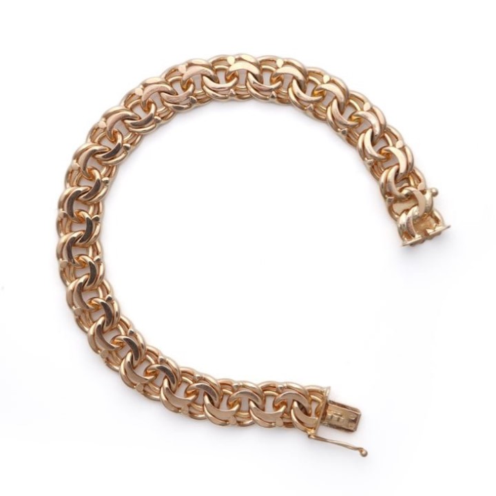 Vintage 18ct Rose Gold Bismark Link Curb Chain Bracelet