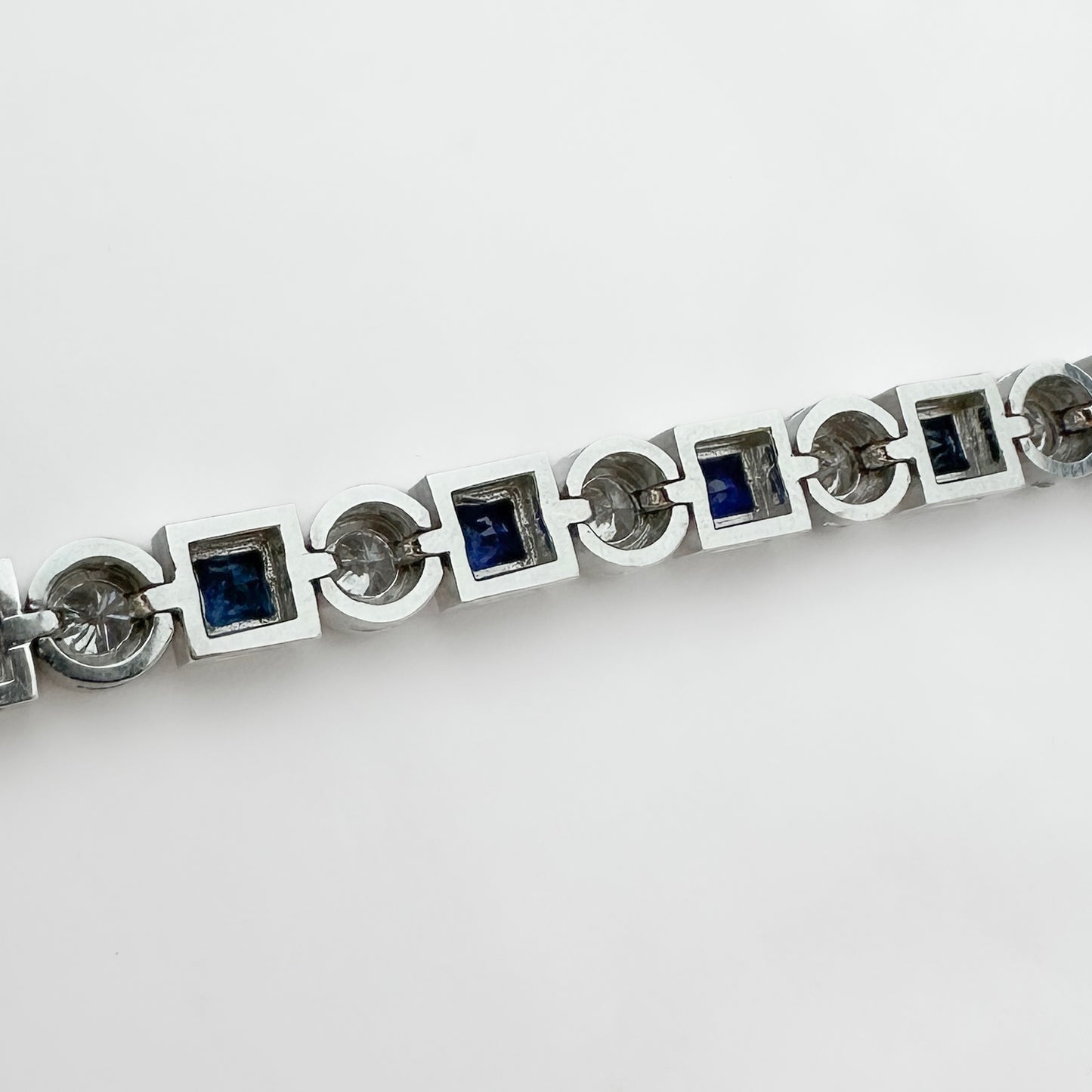 Vintage 4.2ct Princess Cut Sapphire and Diamond Bracelet