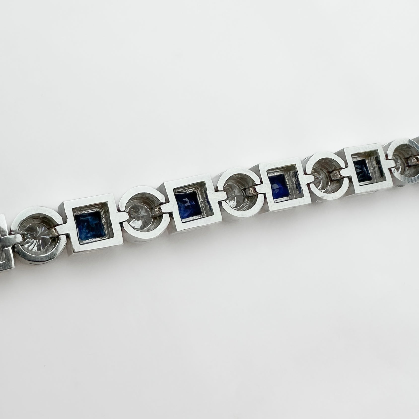 Vintage 4.2ct Princess Cut Sapphire and Diamond Bracelet