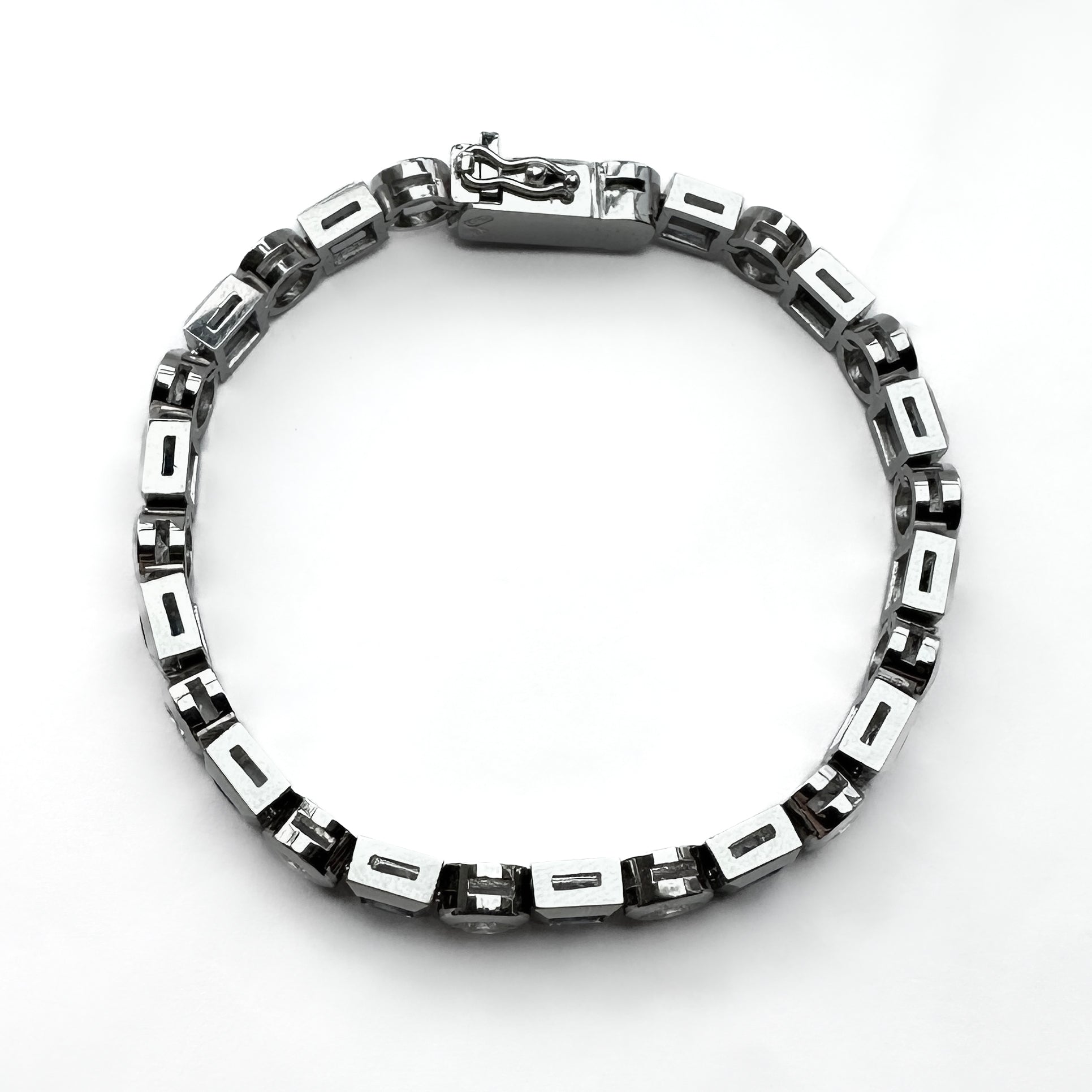 Vintage 4.2ct Princess Cut Sapphire and Diamond Bracelet