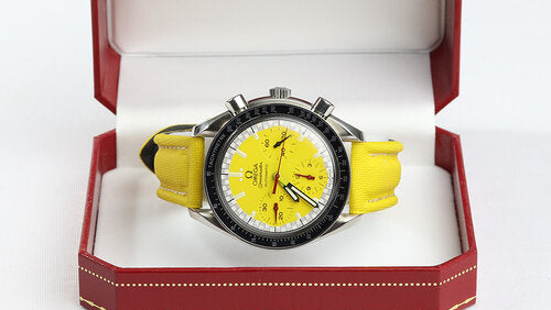 Omega Speedmaster Schumacher Style 39mm Automatic Chronograph Stainless Steel and Yellow Gents Watch