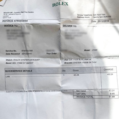 Vintage Rolex Oysterquartz Datejust 17000 Steel Watch with papers