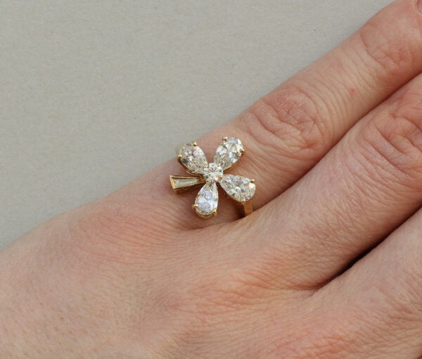 Vintage 1.62ct Diamond Four Leaf Clover Dress Ring; Numbered 16300 and 1633