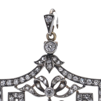 Belle Epoque Old Cut Diamond Pendant with Natural Pearl
