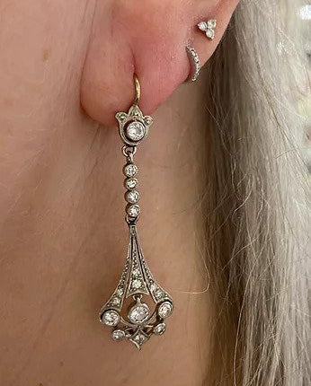 Antique Art Deco Diamond Drop Earrings