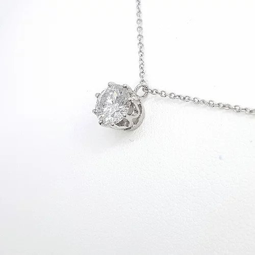 Diamond Solitaire Pendant, 1.10 carat single stone round brilliant cut diamond, eight claw set in 18ct white gold