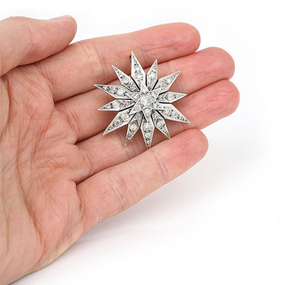 Vintage 2.3ct Diamond Star Brooch Pendant