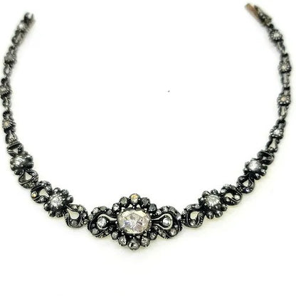 Victorian Antique Rose Cut Diamond Cluster Bracelet