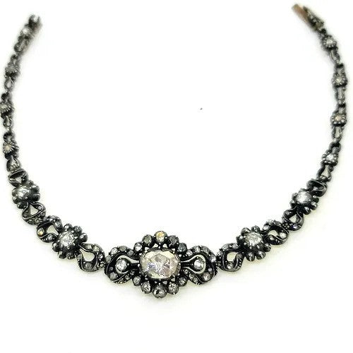 Victorian Antique Rose Cut Diamond Cluster Bracelet