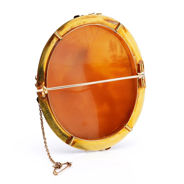 Antique Victorian 15ct Gold Blue Enamel Cameo Brooch