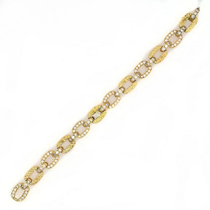 Vintage 1940s Van Cleef Arpels Diamond and Textured Gold Link Bracelet