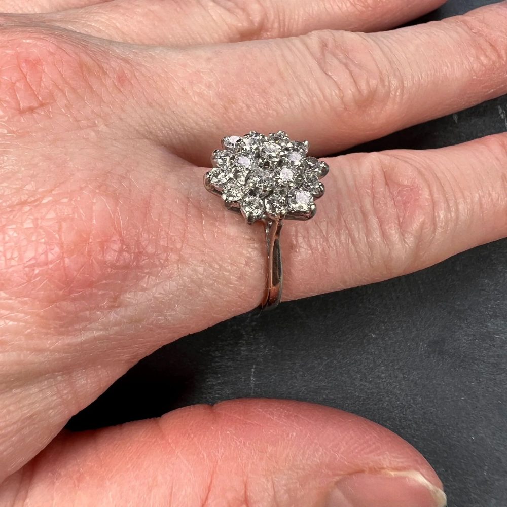 18ct White Gold and 1.90ct Diamond Cluster Ring