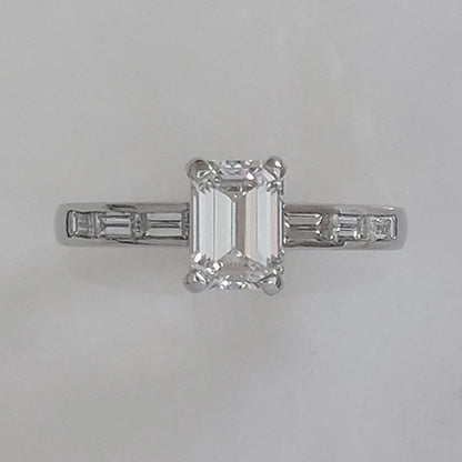 GIA Certified 1.03ct Emerald Cut Diamond Solitaire Engagement Ring in Platinum