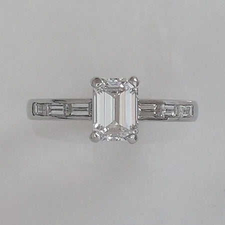 GIA Certified 1.03ct Emerald Cut Diamond Solitaire Engagement Ring in Platinum