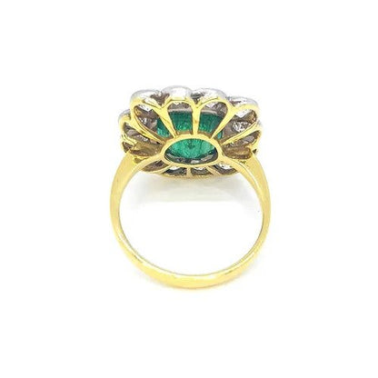 5.50ct Emerald and Diamond Floral Cluster Ring