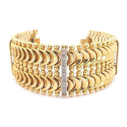 Antique 18ct Yellow Gold Fancy Link Bracelet with Diamonds and Rubies