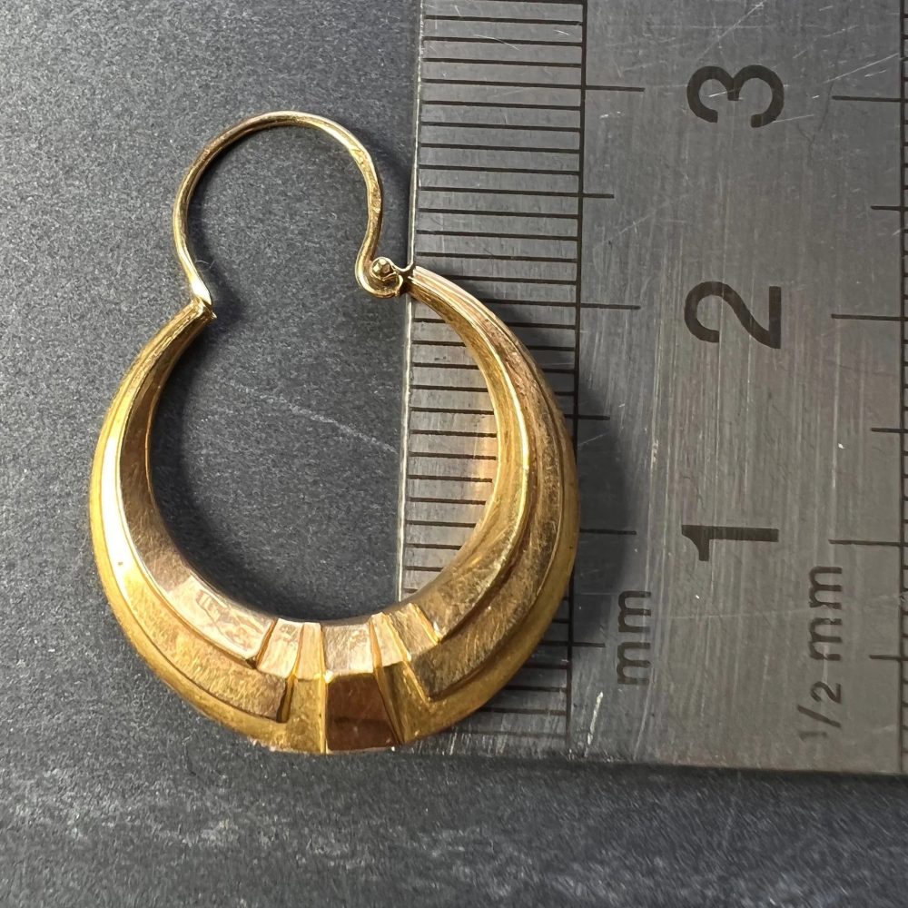 French 18ct Yellow Gold Creole Hoop Earrings