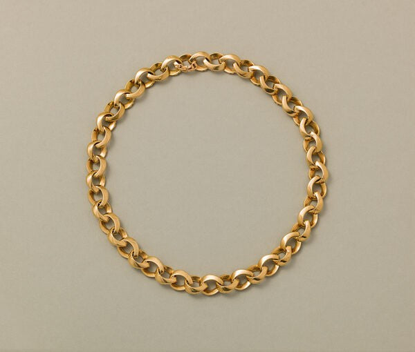 Vintage French 18ct Yellow Gold Fancy Link Curb Necklace