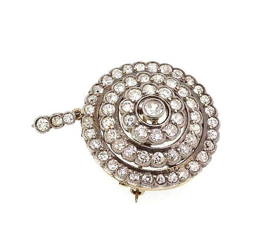 Antique Victorian Old-Cut Diamond Pendant Brooch, 5.00 carats, Set in silver and backed with gold.
