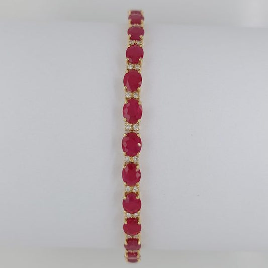 11.59ct Oval Ruby and Diamond Line Bracelet