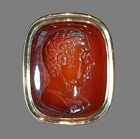Antique Carved Cornelian Intaglio Fob Seal of Charles James Fox (1749-1806), English Circa 1805-10