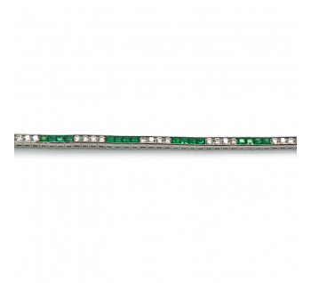 Emerald Diamond and Platinum Line Bracelet, 4.49 carat total
